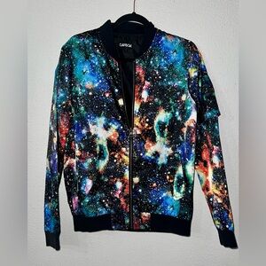 🤩 NEW LISTING! Carbon Men’s Sz Small  Full Zip Galaxy Windbreaker Jacket EUC